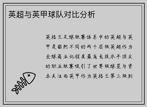 英超与英甲球队对比分析